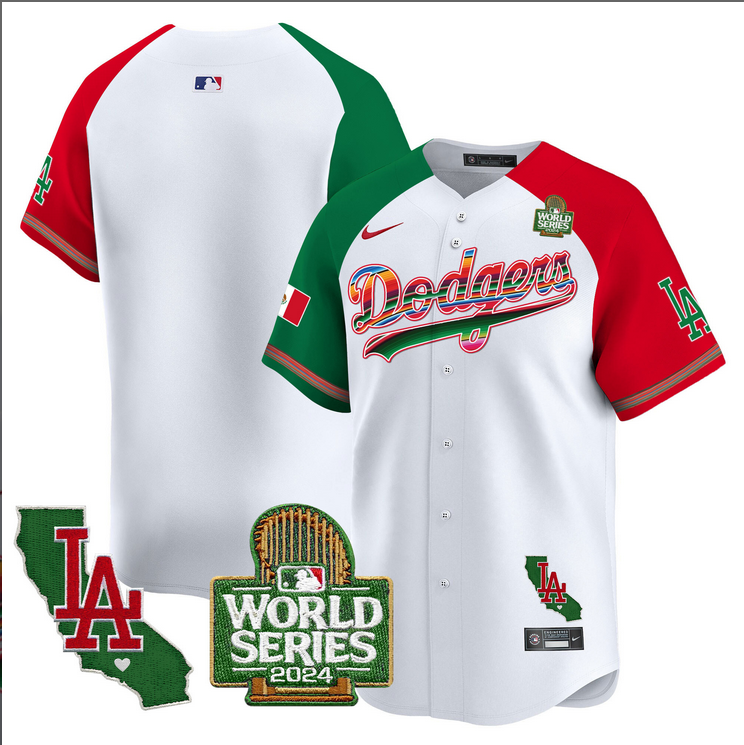 Men MLB Mexico Los Angeles Dodgers blank white 2024 World Series Champions Patch Jersey 2024110->los angeles dodgers->MLB Jersey